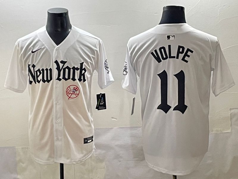 Men 2025 New York Yankees #11 Volpe White Five generations Joint Name Nike MLB Jersey style 41